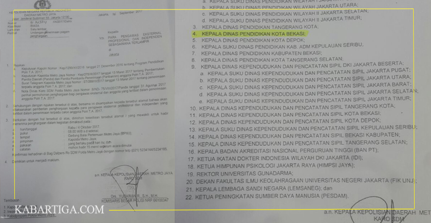 Disdik Kota Bekasi Terima Penghargaan Pengawas Profesional Dari Polda Metro Jaya 