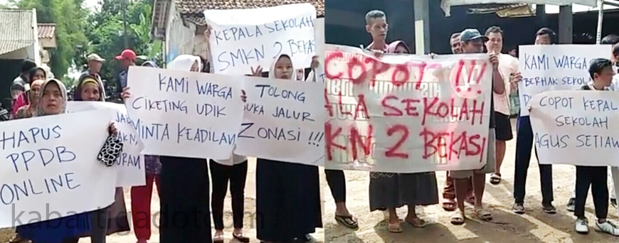 Puluhan Warga di Kota Bekasi Gelar Unjuk Rasa di Dua Sekolah